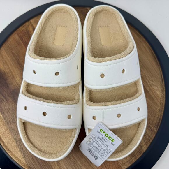 Crocs Classic Cozzzy Sandal White/Shitake Men's 10/ Women's 12 NWT 208963-1MZ - Picture 5 of 8